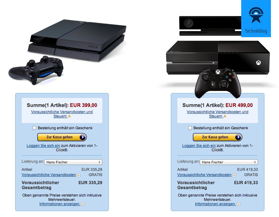 XBox One und PS4 über Amazon in die Schweiz bestellen
