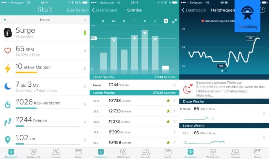Fitbit Surge als Aktivitätstracker - Auswertung in der App